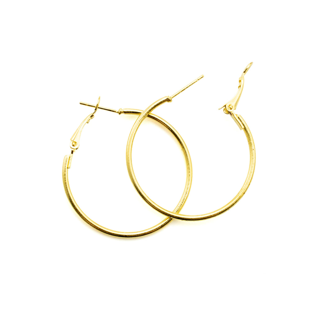 Gold Plated Surgical Steel Hinged Beading Hoops - 25mm, 30mm, 35mm, 40mm, 50mm, and 60mm