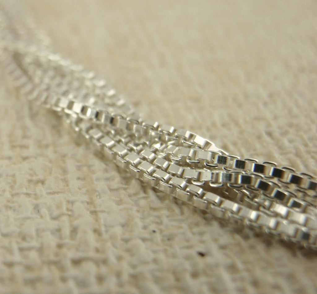 1mm Sterling Silver Chain - Square Venetian Box - Finished with Clasp or By The Foot