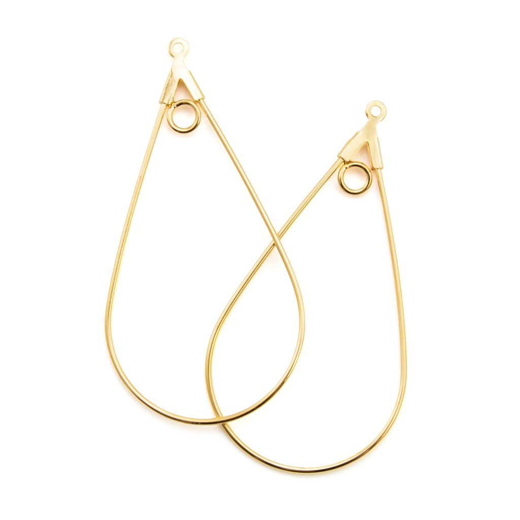 Teardrop Beading Hoops with Loops - Silver Plate, Gold Plate, or Stainless Steel - 40mm X 24mm - 100% Guarantee