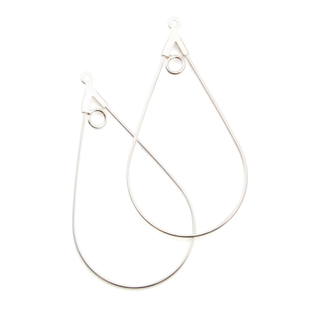 Teardrop Beading Hoops with Loops - Silver Plate, Gold Plate, or Stainless Steel - 40mm X 24mm - 100% Guarantee