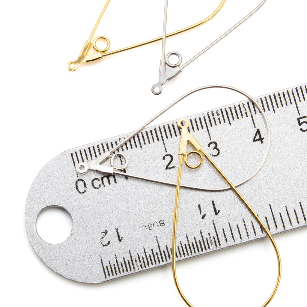 Teardrop Beading Hoops with Loops - Silver Plate, Gold Plate, or Stainless Steel - 40mm X 24mm - 100% Guarantee