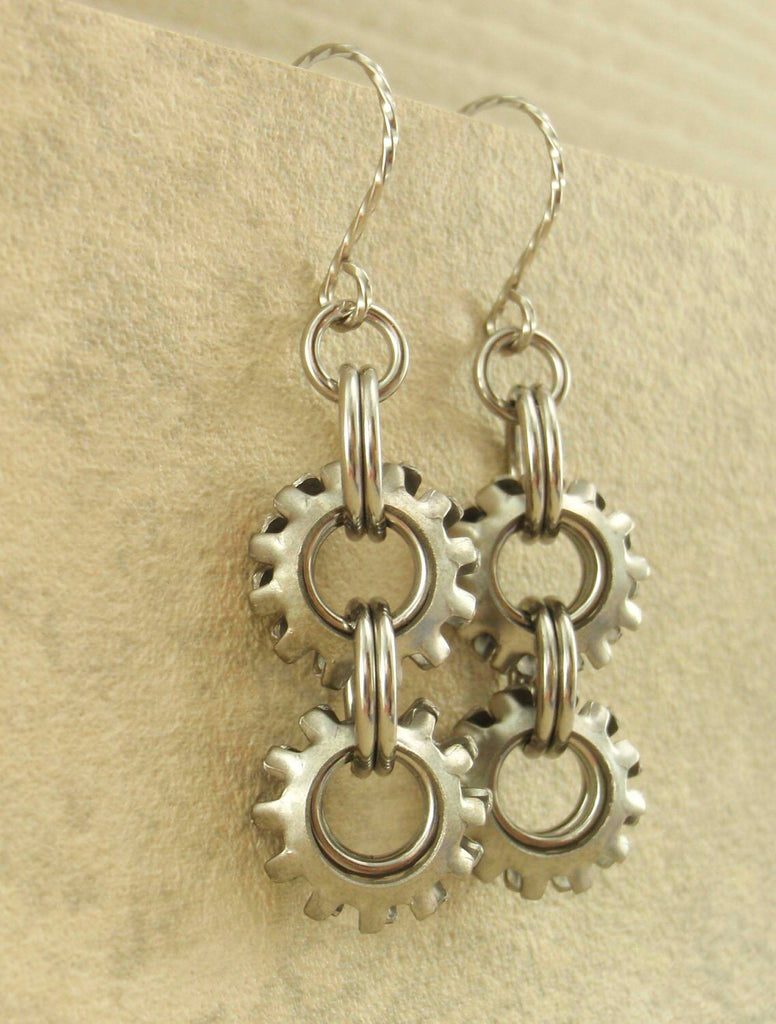 On The Edge Steampunk Earring Kit - Your Choice of Colors - Modern Chainmaille