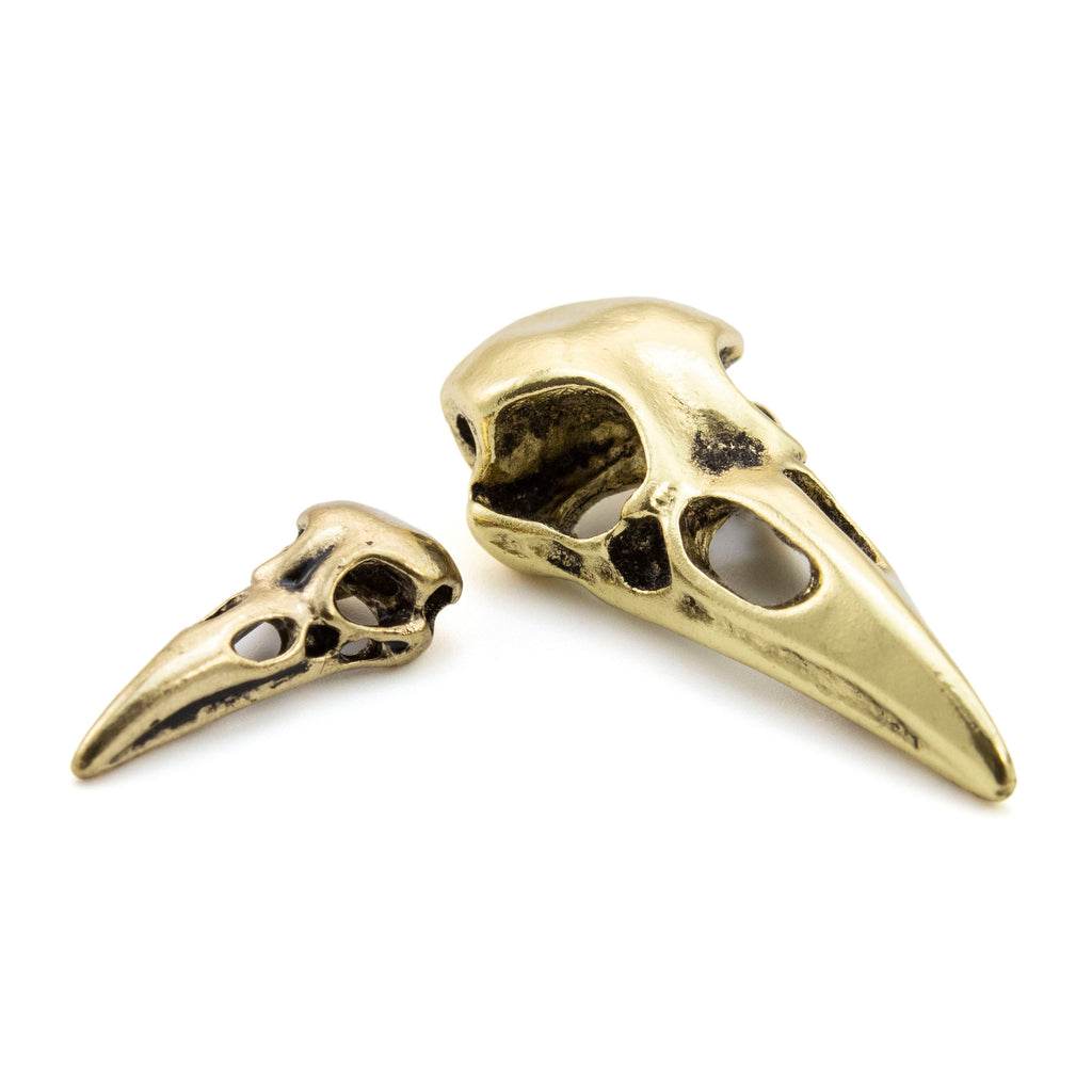 3D Raven Skull Pewter Pendant - Focal Charm with Antique Silver or Antique Gold Finish - 2 Sizes