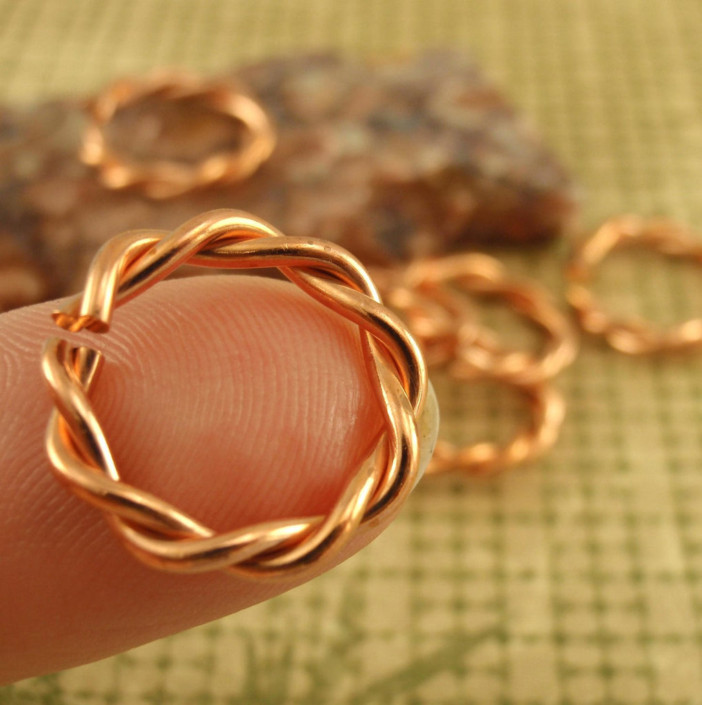 50 Twisted Fancy Raw Copper Jump Rings - You Pick Gauge and Diameter