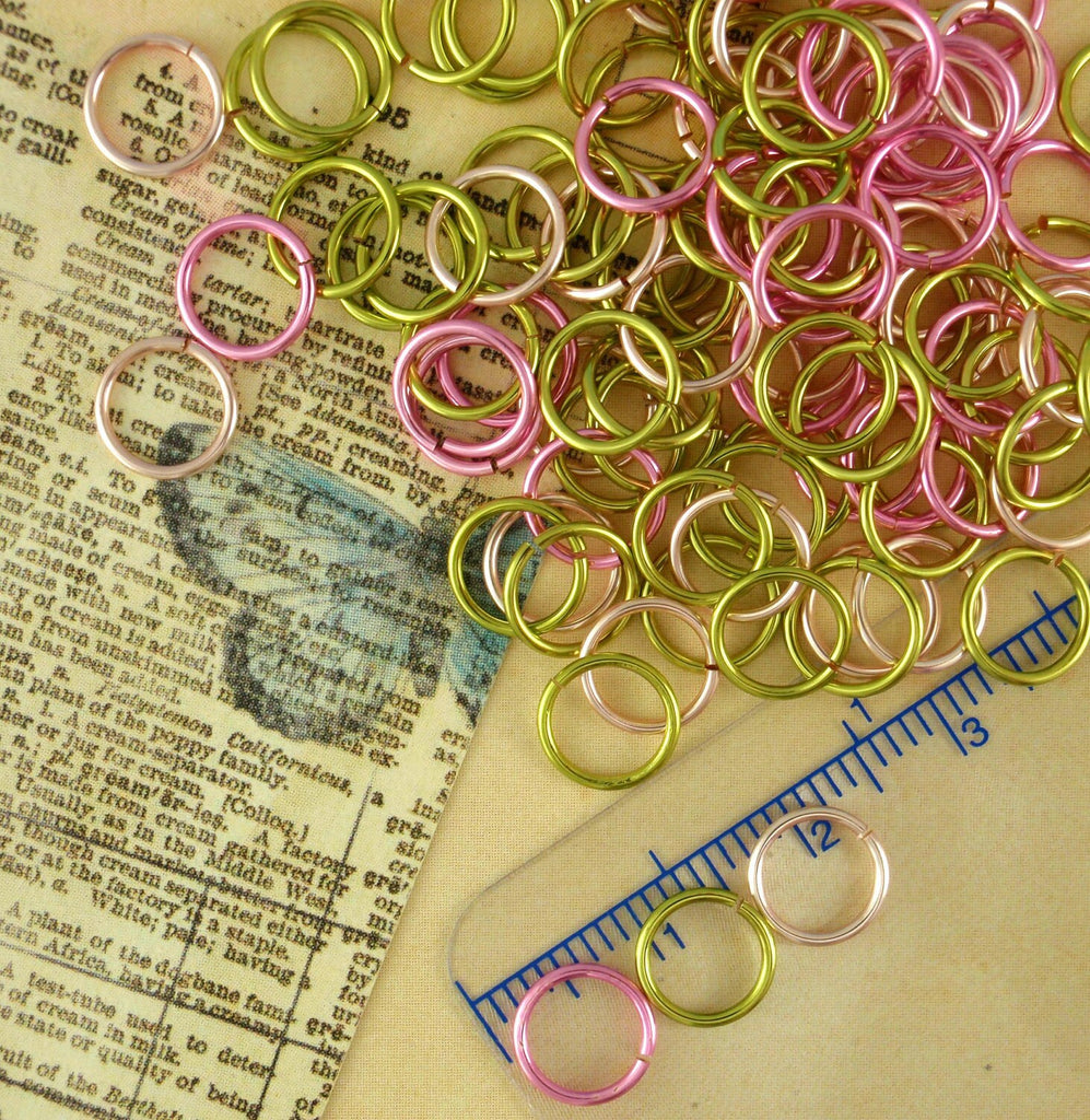 100 Peridot Rose Mix Jump Rings - 100% Guarantee