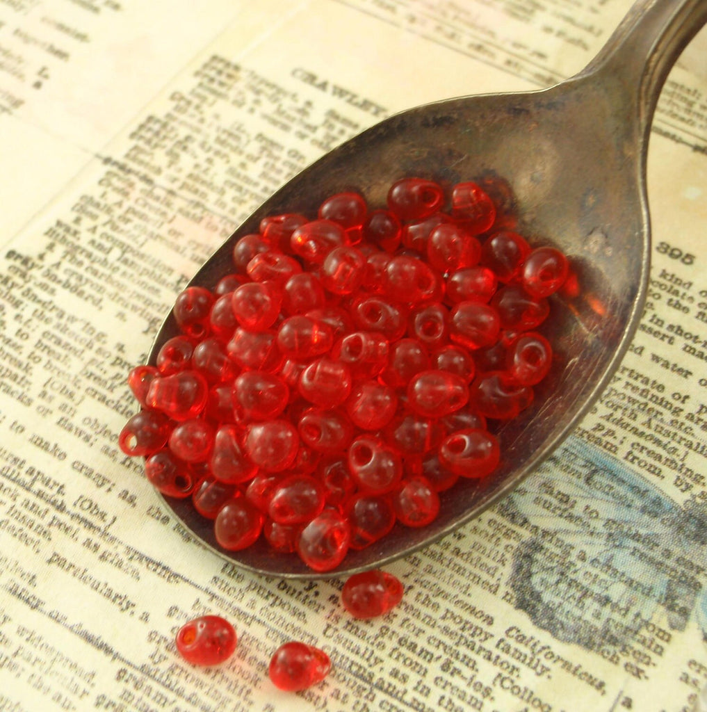 Transparent Red Orange Glass Miyuki Drop Beads - Perfect Fringe for Shaggy Bracelets, Earrings or Beading