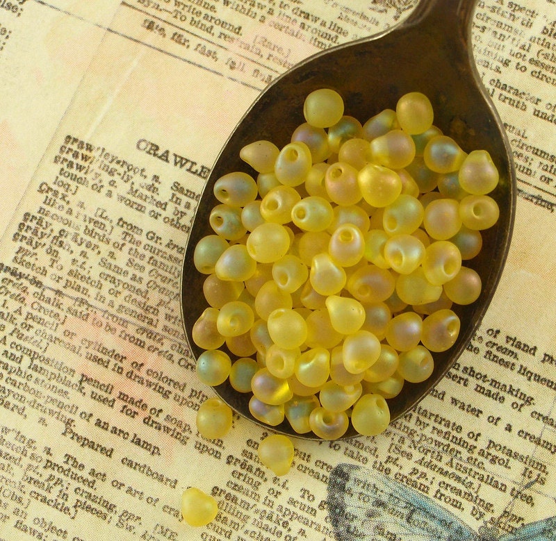 Matte Yellow AB Miyuki Drop Beads - Make Shaggy Bracelets, Rings, Earrings!