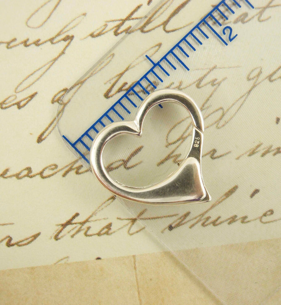 1 Sterling Silver Heart Lobster Clasp - Triggerless - Simply Stunning - 13.5mm - Shiny, Antique or Black - Best Commercially Made