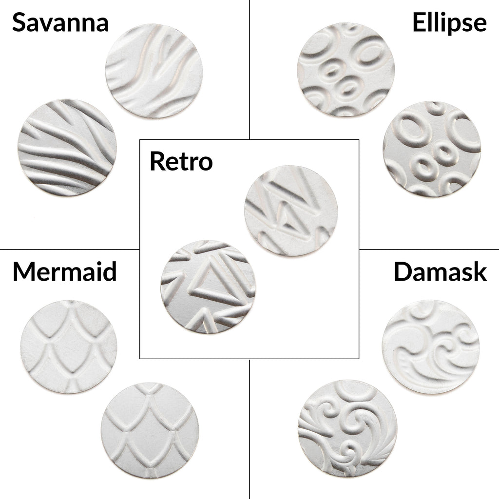 12.7mm Niobium Pattern Stamping Discs - 1 Pair of 30 gauge Blanks Tags in 13 Different Styles - Holes or No Holes