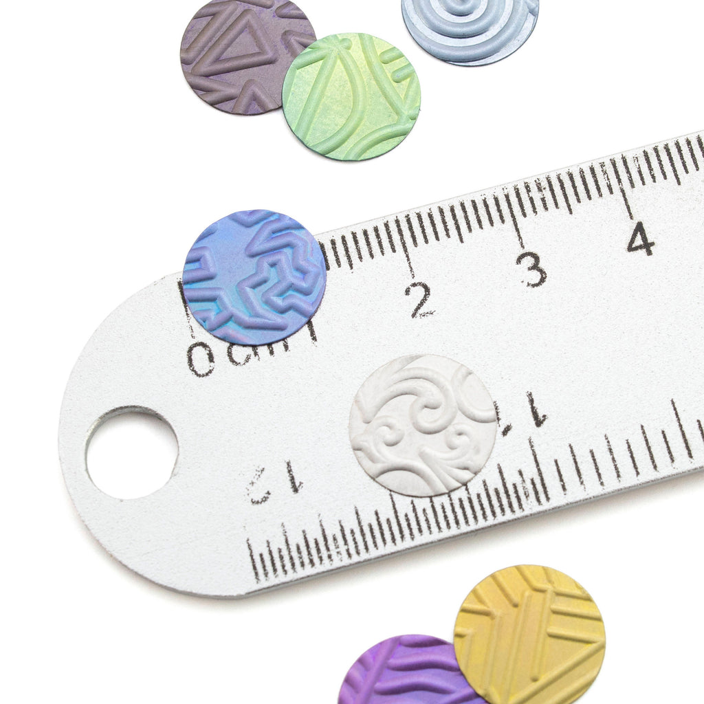 12.7mm Niobium Pattern Stamping Discs - 1 Pair of 30 gauge Blanks Tags in 13 Different Styles - Holes or No Holes