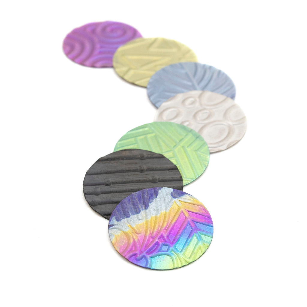 19.1mm Niobium Pattern Stamping Discs - 1 Pair of 30 gauge Blanks Tags in 13 Different Styles - Holes or No Holes