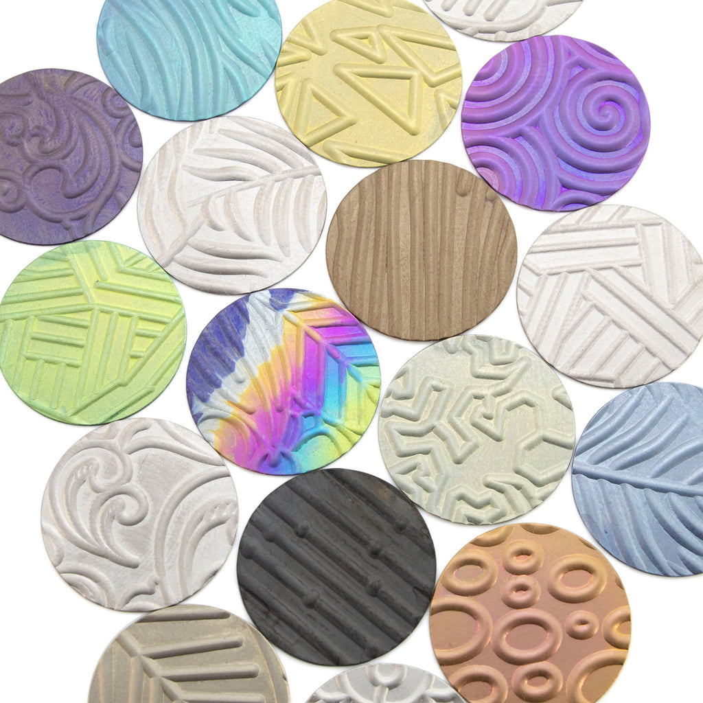 19.1mm Niobium Pattern Stamping Discs - 1 Pair of 30 gauge Blanks Tags in 13 Different Styles - Holes or No Holes