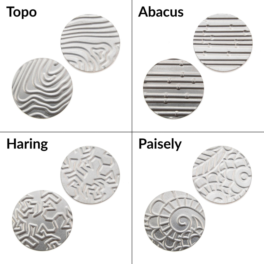 Niobium Pattern Stamping Discs - 1 Pair of 22.2mm Blanks, Tags in 13 Different Styles - Holes or No Holes