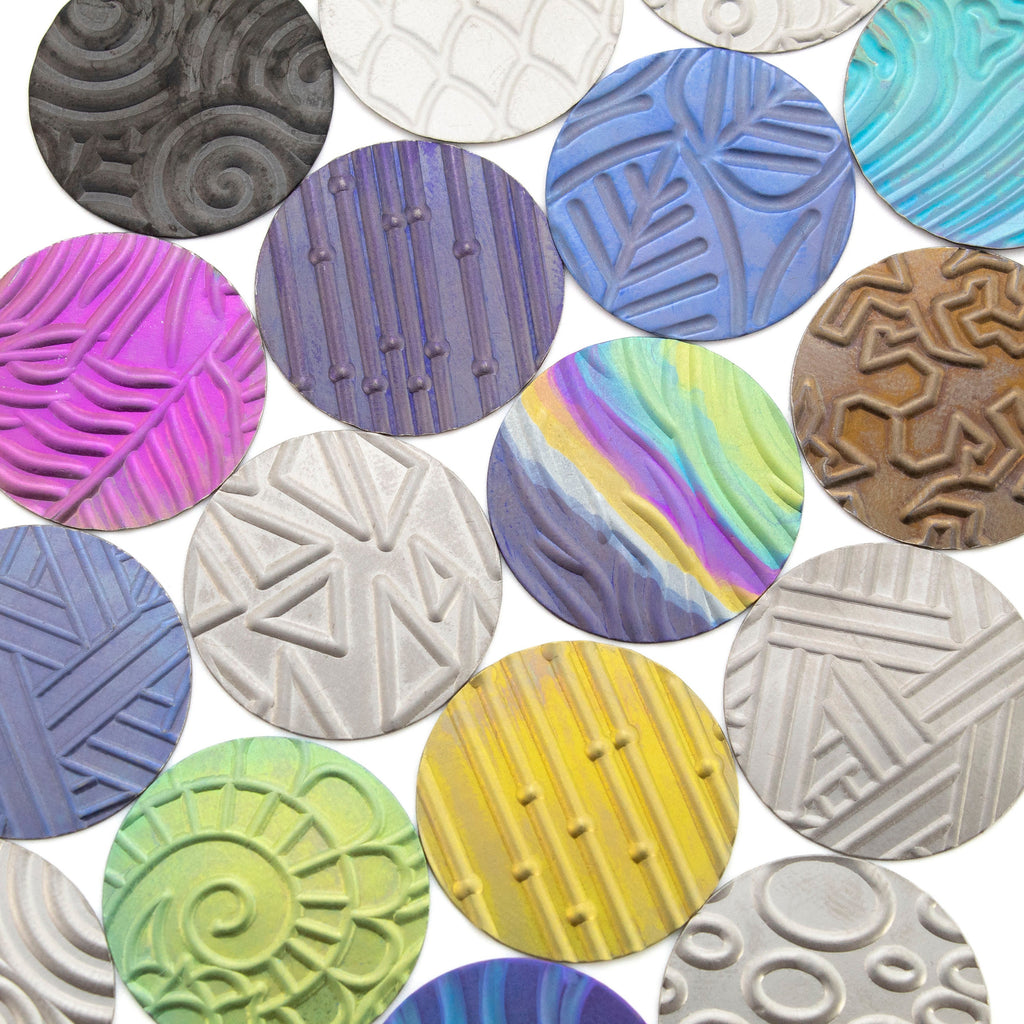 Niobium Pattern Stamping Discs - 1 Pair of 22.2mm Blanks, Tags in 13 Different Styles - Holes or No Holes