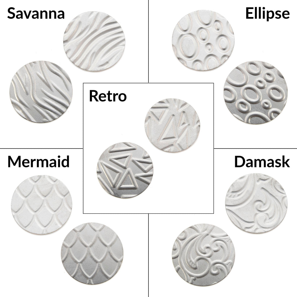 19.1mm Niobium Pattern Stamping Discs - 1 Pair of 30 gauge Blanks Tags in 13 Different Styles - Holes or No Holes