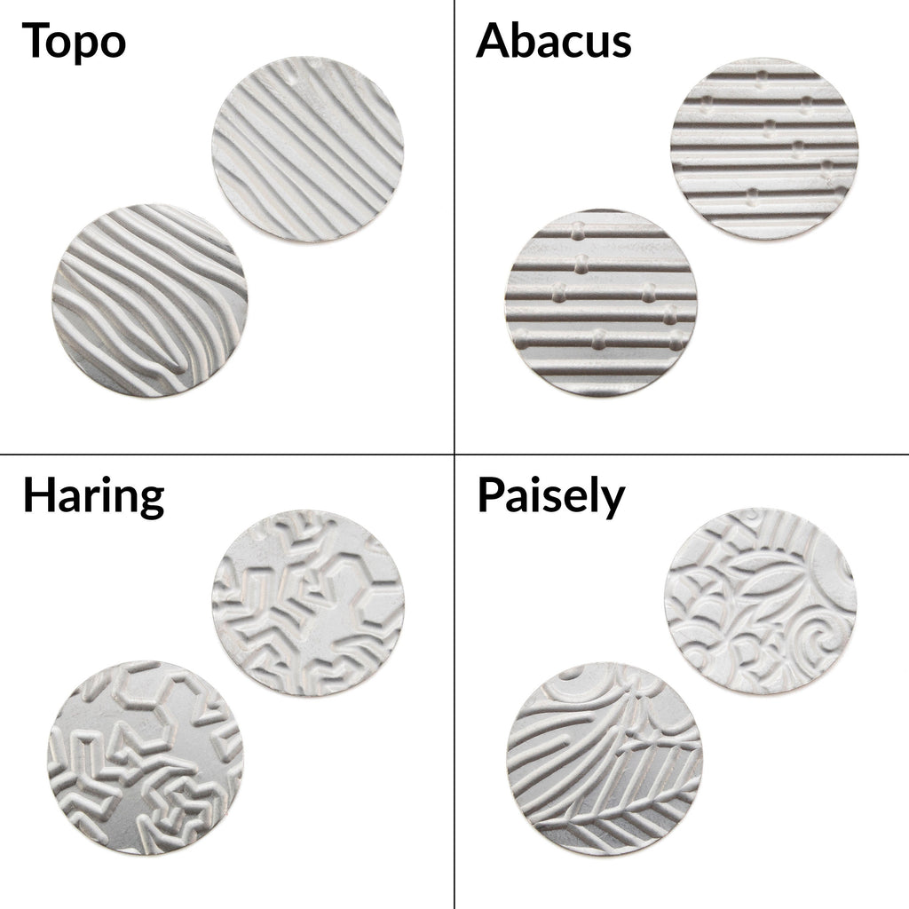 19.1mm Niobium Pattern Stamping Discs - 1 Pair of 30 gauge Blanks Tags in 13 Different Styles - Holes or No Holes
