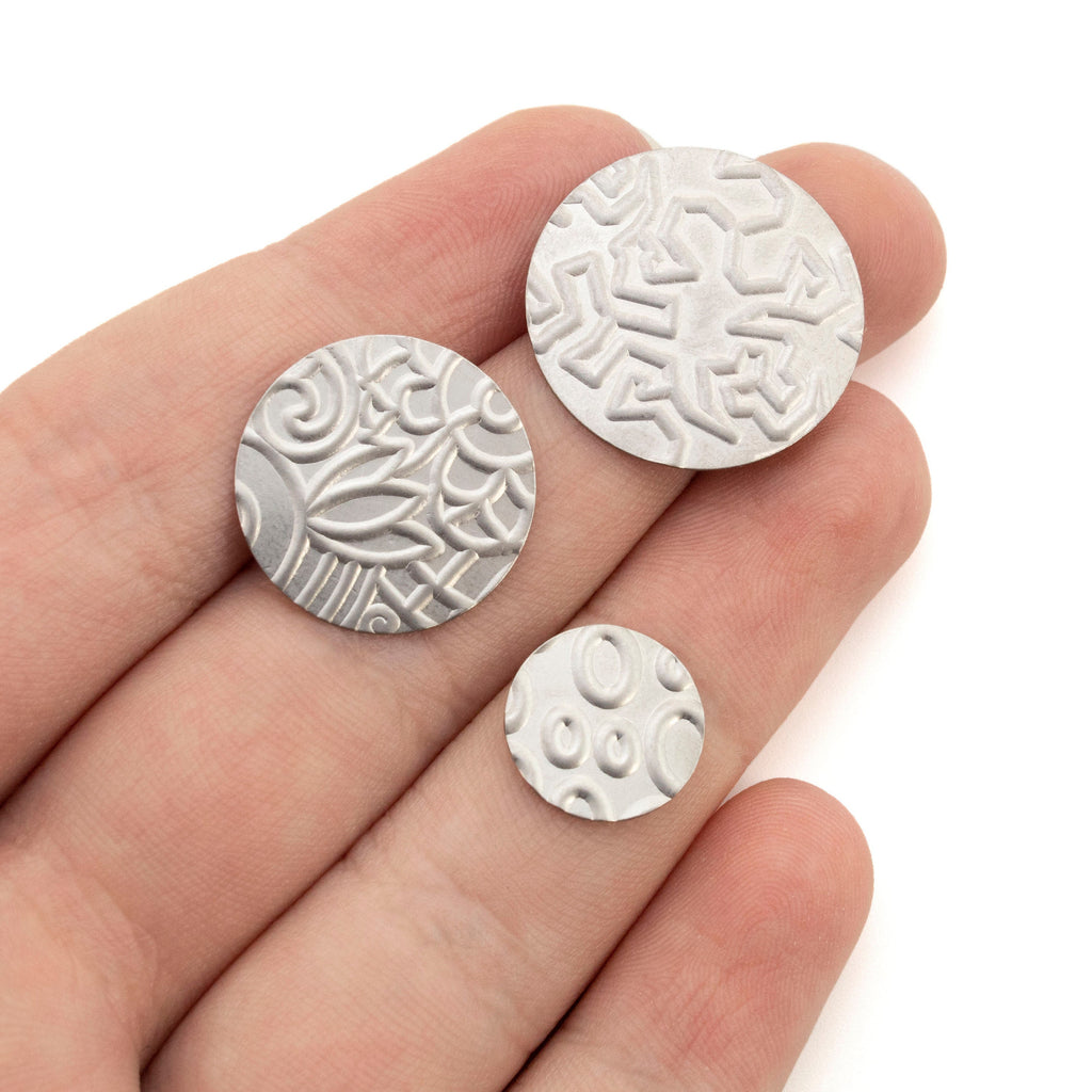 12.7mm Niobium Pattern Stamping Discs - 1 Pair of 30 gauge Blanks Tags in 13 Different Styles - Holes or No Holes