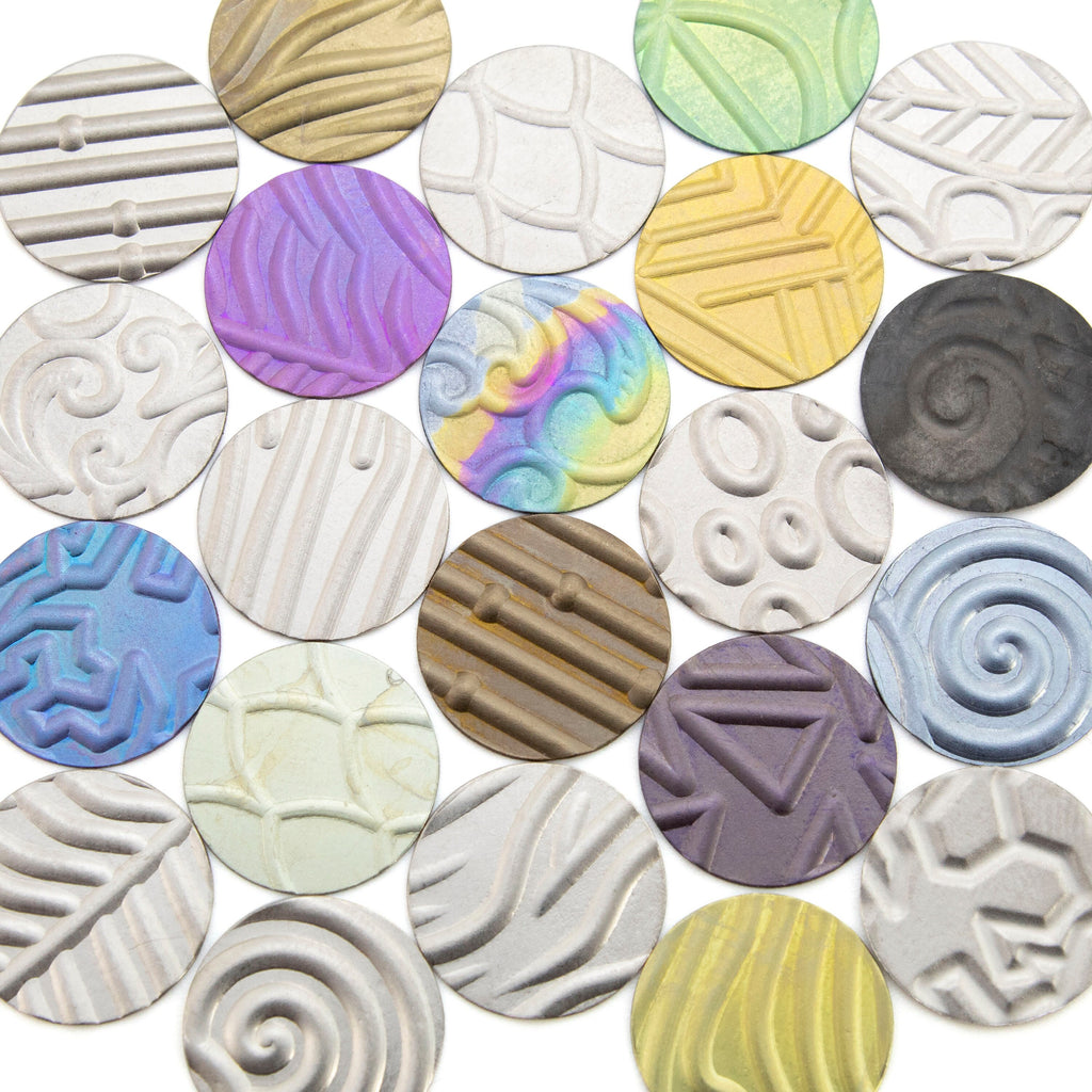 12.7mm Niobium Pattern Stamping Discs - 1 Pair of 30 gauge Blanks Tags in 13 Different Styles - Holes or No Holes