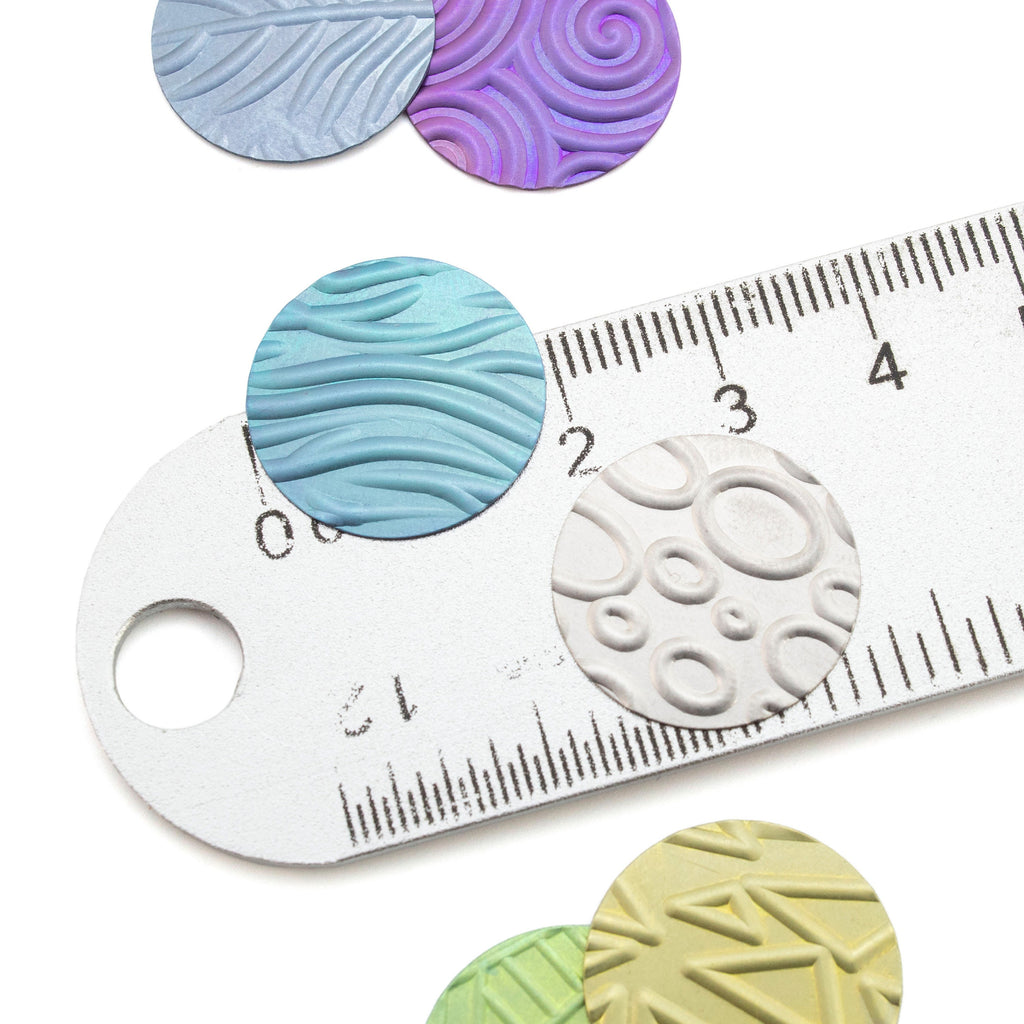 19.1mm Niobium Pattern Stamping Discs - 1 Pair of 30 gauge Blanks Tags in 13 Different Styles - Holes or No Holes