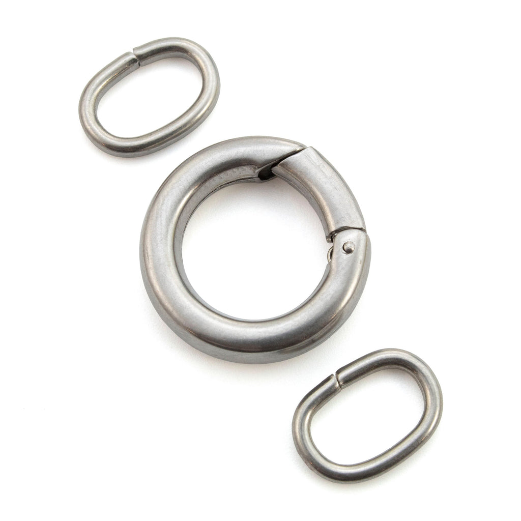 Triggerless Stainless Steel Clasp - Round 21mm with 2 Matching Oval Jump Rings