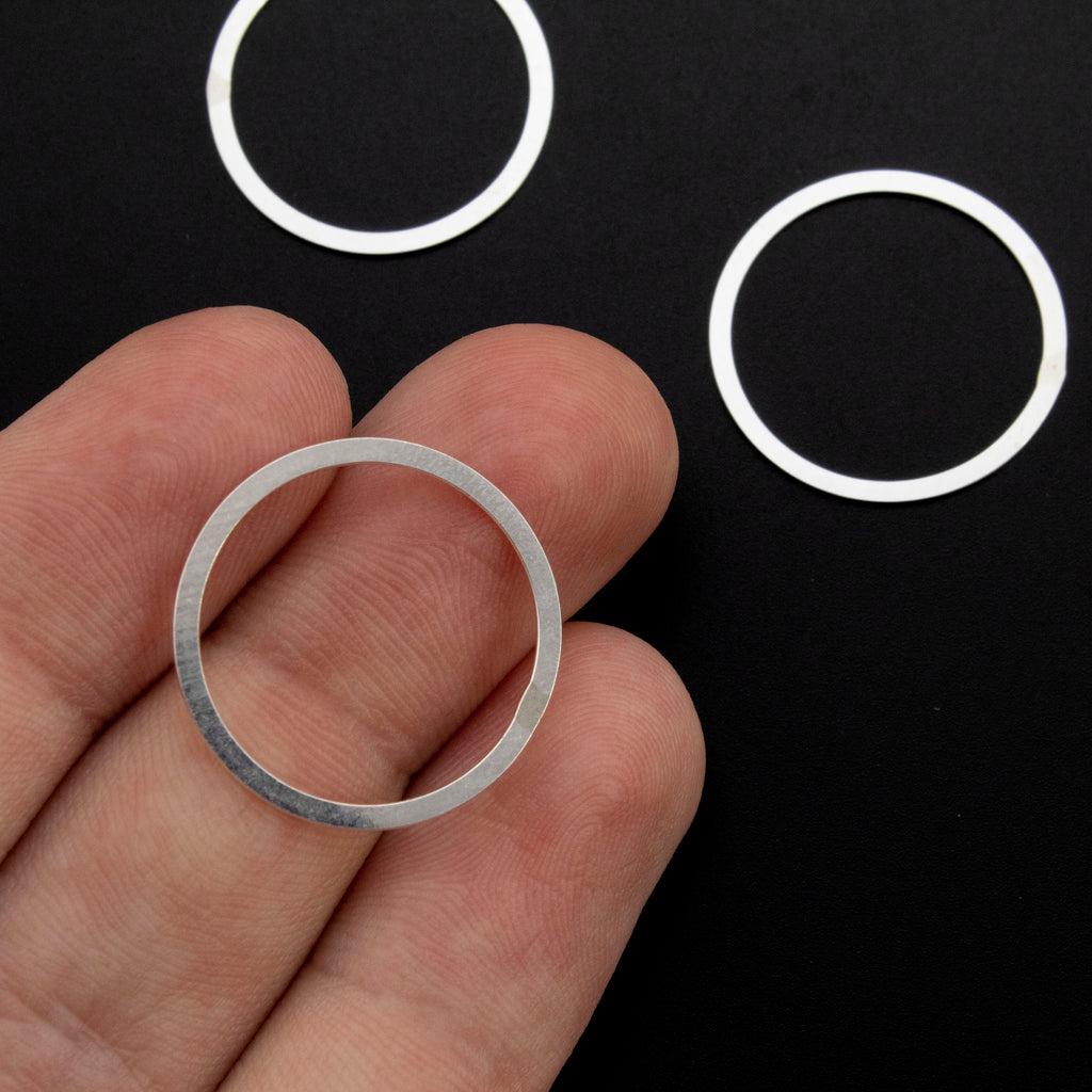2 Round Flat Sterling Silver Links in 3 Sizes - Shiny, Antique or Black - Made in the USA