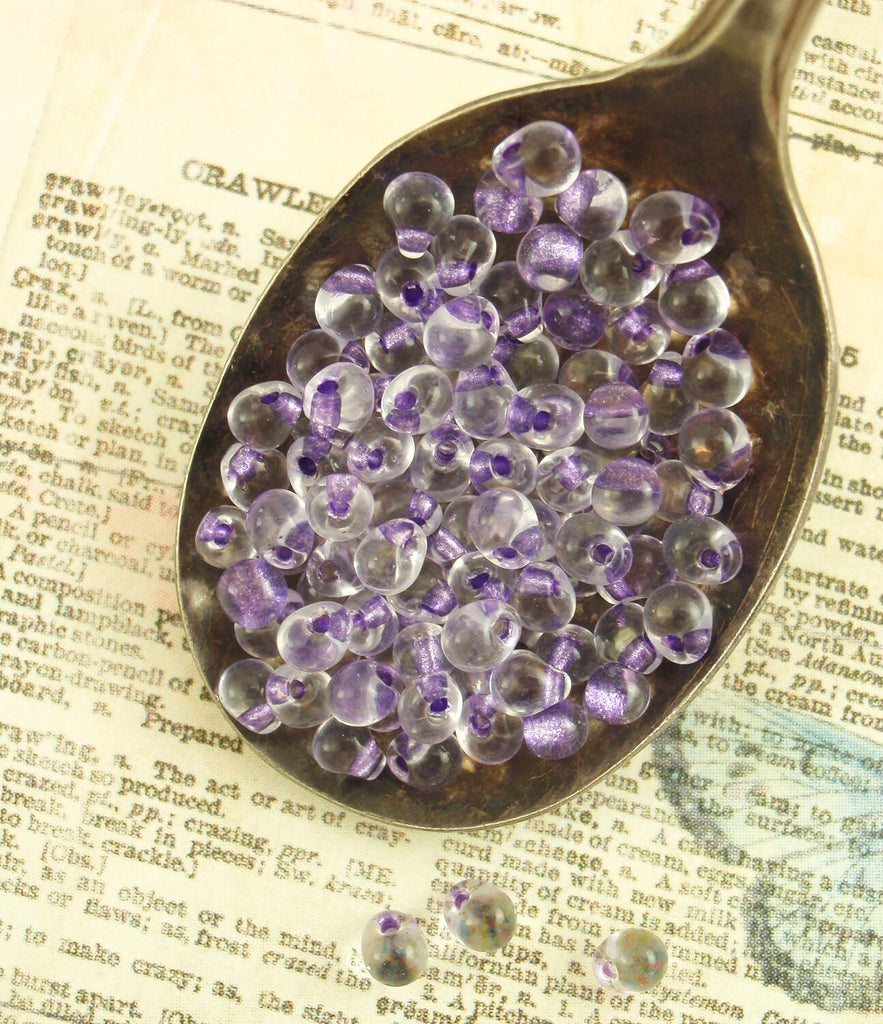 Purple Lined Crystal Miyuki Glass Drop Beads