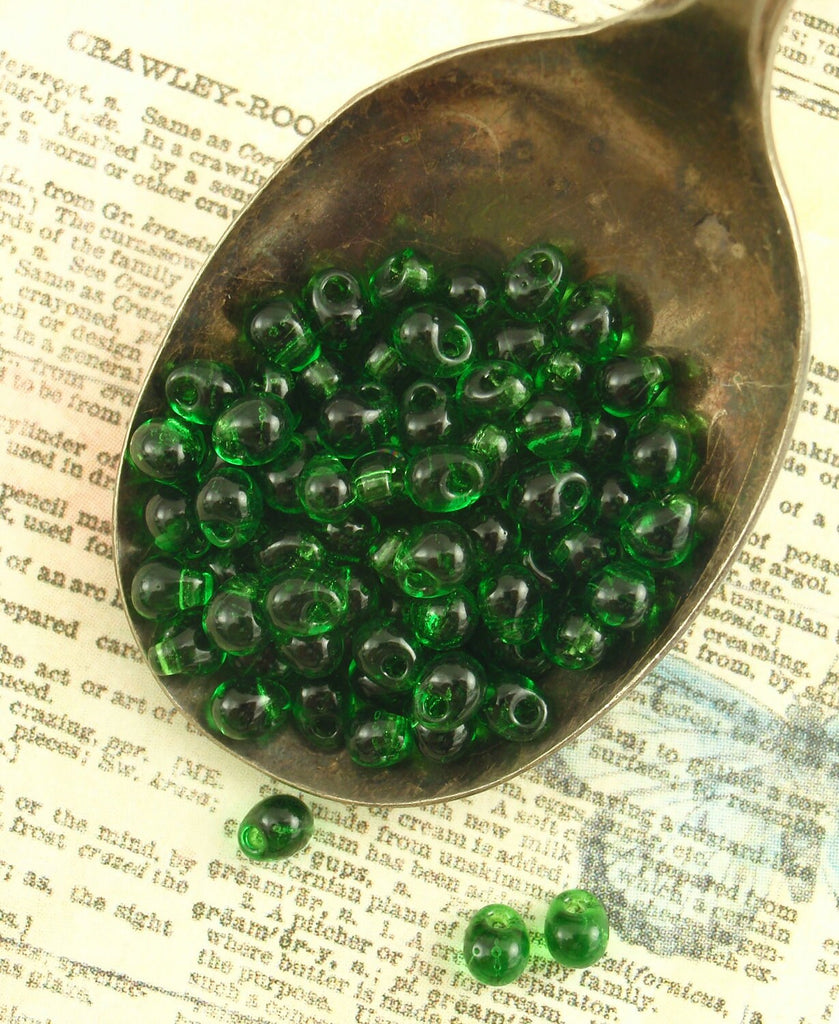 Transparent Green Glass Miyuki Drop Beads