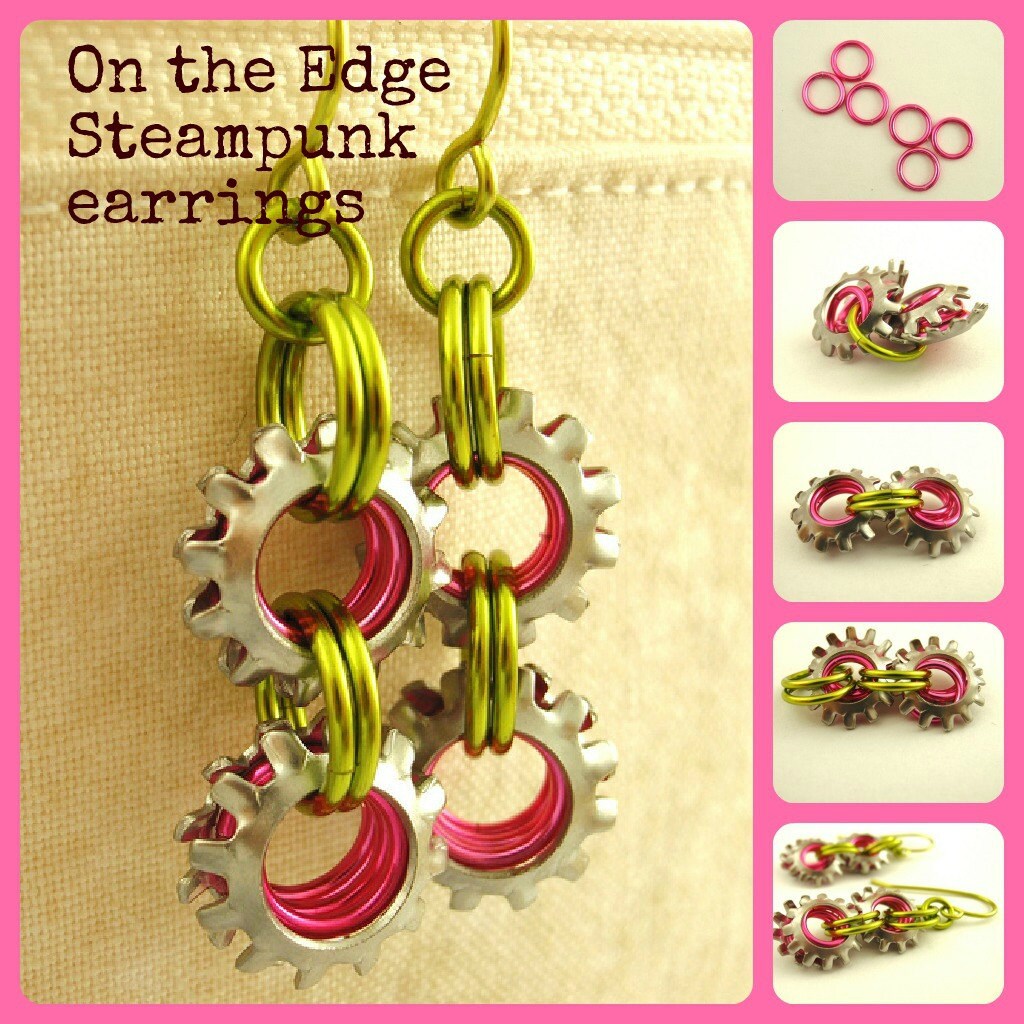 On The Edge Steampunk Earring Kit - Your Choice of Colors - Modern Chainmaille