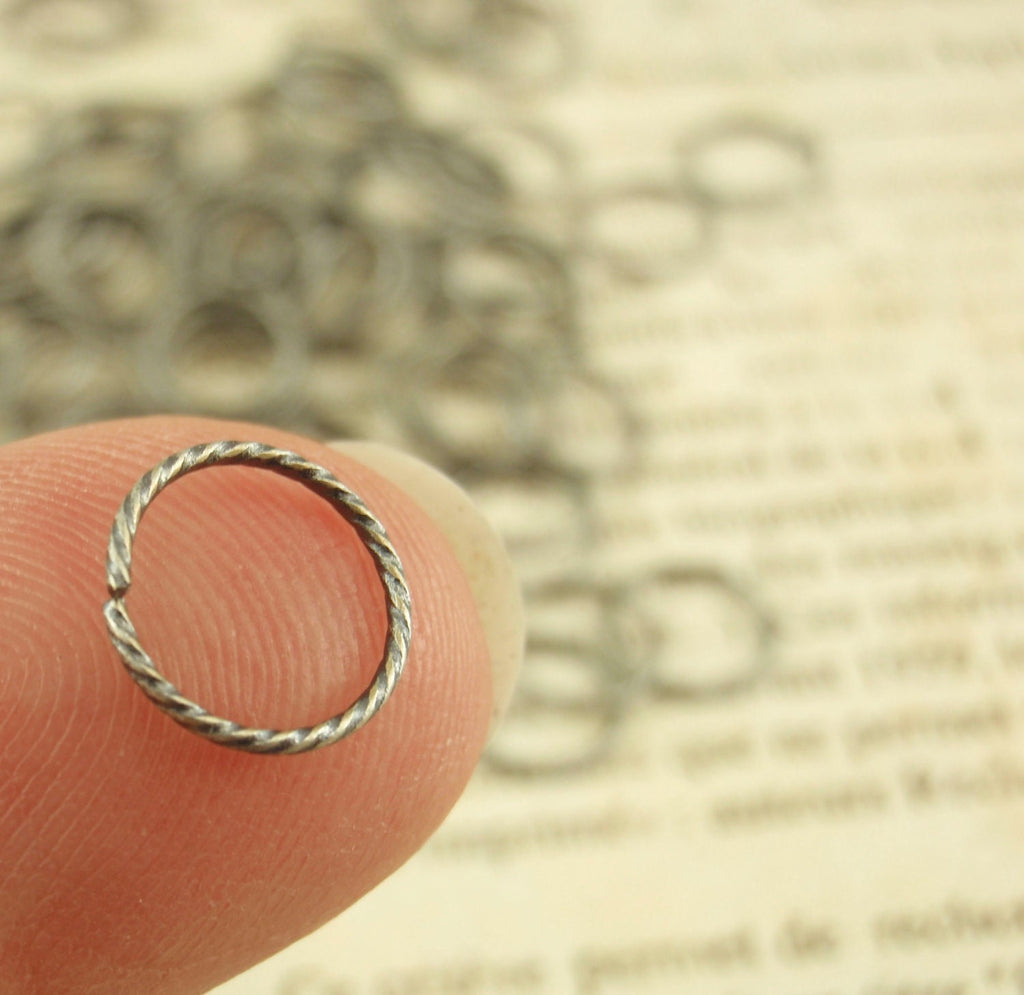 100 Fancy Antique Silver Jump Rings 16 or 20 gauge - You Pick Diameter 6mm OD, 8mm OD, 10mm OD or Mix - Best Commercially Made