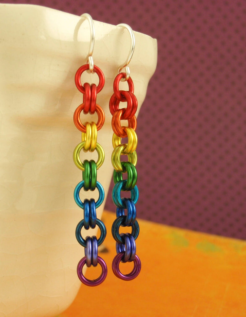Rainbow Chainmaille Earring KIT - Perfect for Beginners - Fun For Experienced Jewelry Makers - 2-into-2 Pride LGBTQ+