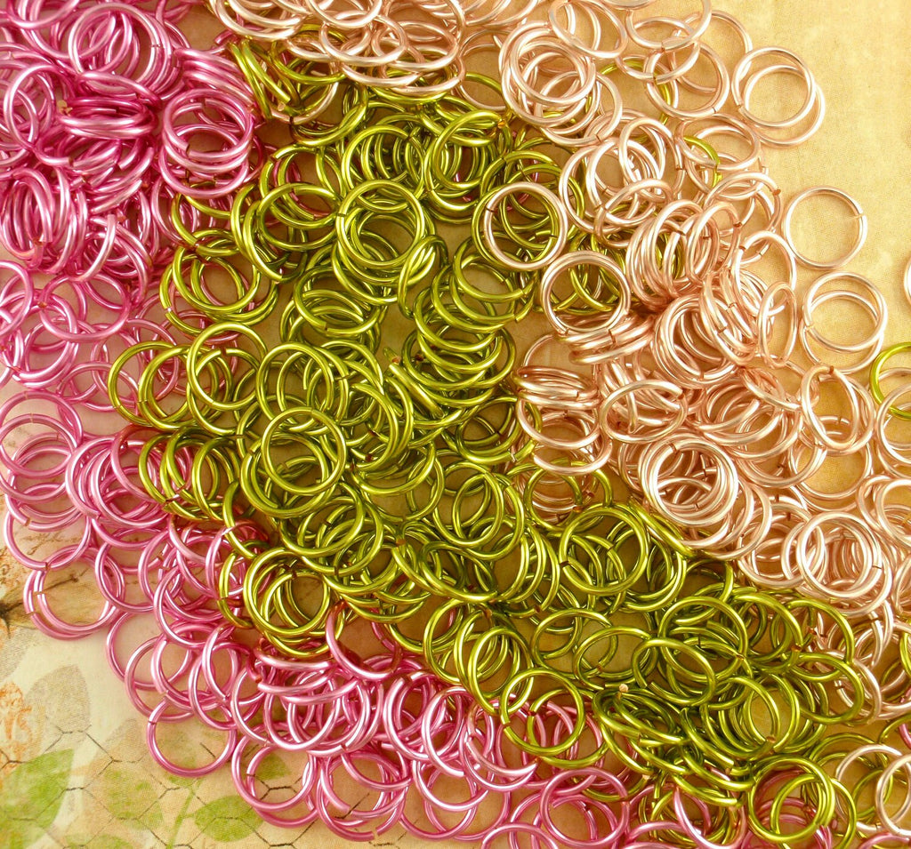 100 Peridot Rose Mix Jump Rings - 100% Guarantee