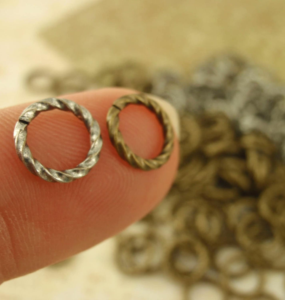 100 Fancy Antique Silver, Antique Copper or Antique Gold Jump Rings - 16 gauge 6, 8, 10mm OD - Great Vintage Look - 100% Guarantee