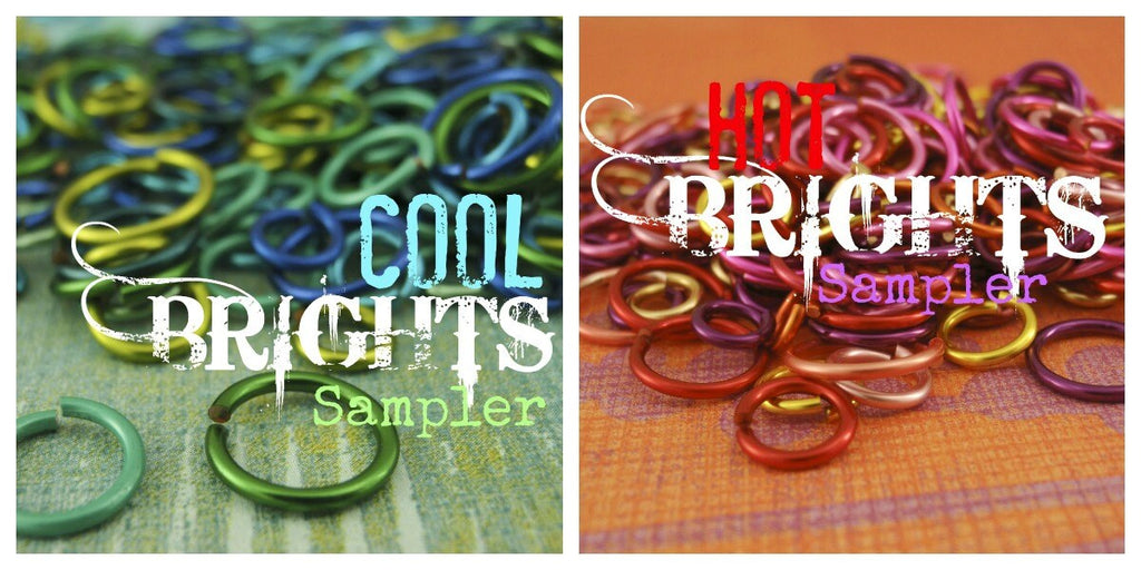 100 - COOL Brights Colored Jump Ring Sample Package - You Choose Gauge and Diameter