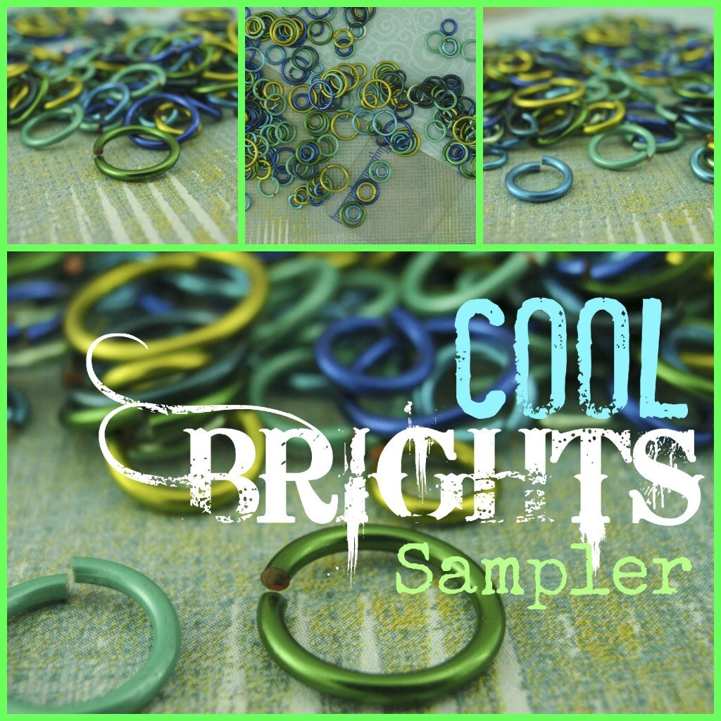 100 - COOL Brights Colored Jump Ring Sample Package - You Choose Gauge and Diameter
