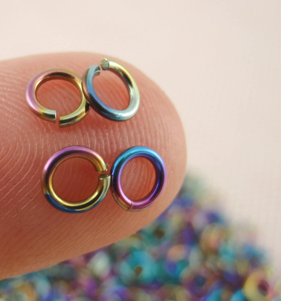 100 Custom Handmade Anodized Niobium Jump Rings in Your Pick of Color and Diameter 16, 18, 20, 22, 24 gauge