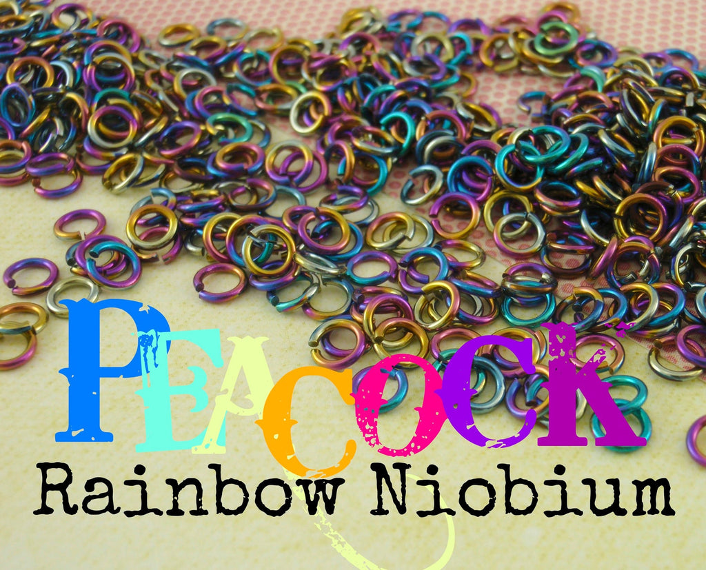 100 Custom Handmade Peacock Rainbow Anodized Niobium Jump Rings in Your Choice of Gauge and Diameter