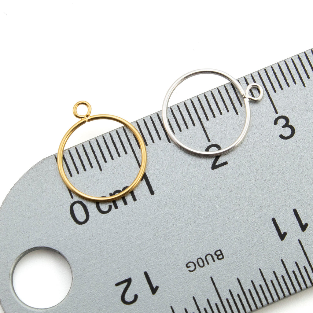 10 Open Circle Drops - 12mm Round Charms - Gold or Silver Plated - 100% Guarantee