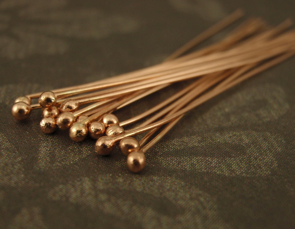 6 - 14kt Rose Gold Filled Ball Head Pins - You Pick Gauge and Length - 100% Guarantee
