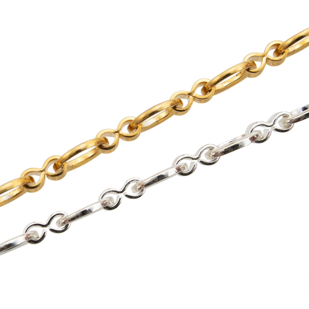 Unique Round Link Chain - By the Foot or Finished - Silver, Gold, Antique Silver, Antique Gold, Gunmetal Plated Brass