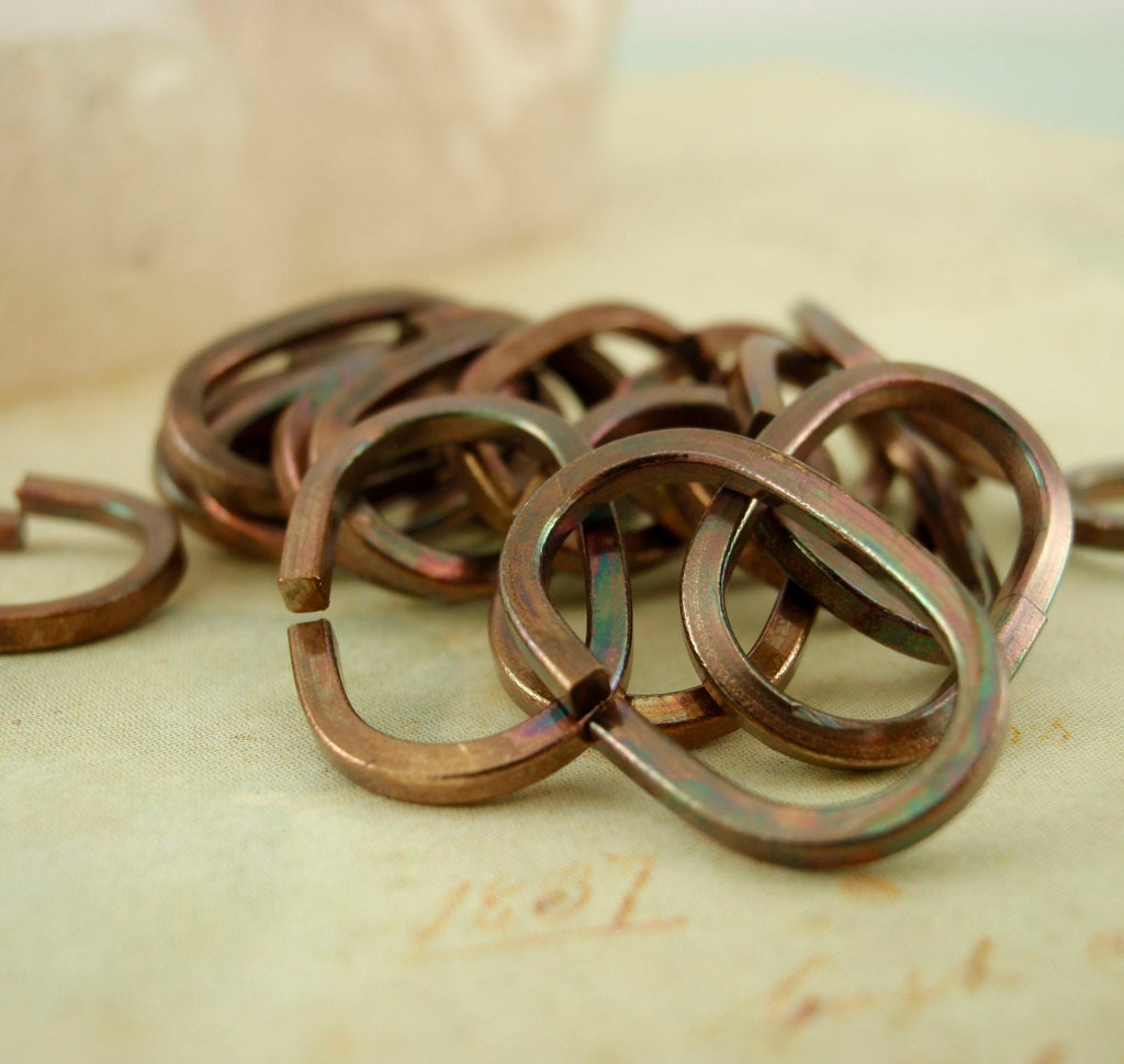 10 Bronze OVAL Square wire Jump Rings 16 gauge 13mm x 6.5mm ID - Raw or Antique Oxidized Finish