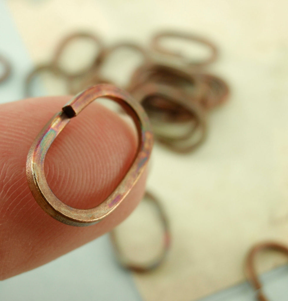 10 Bronze OVAL Square wire Jump Rings 16 gauge 13mm x 6.5mm ID - Raw or Antique Oxidized Finish