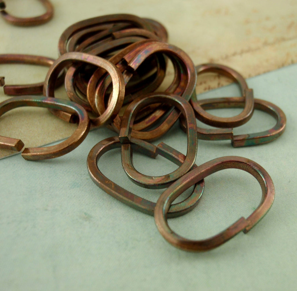 10 Bronze OVAL Square wire Jump Rings 16 gauge 13mm x 6.5mm ID - Raw or Antique Oxidized Finish