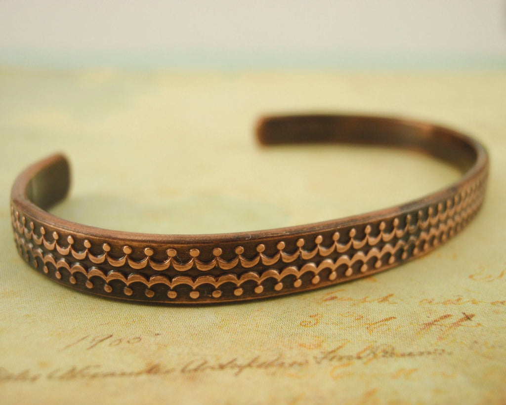 Copper Pattern Wire - Solid, Raw Bracelet and Ring Stock - 1 Foot - 14 gauge -  100% Guarantee