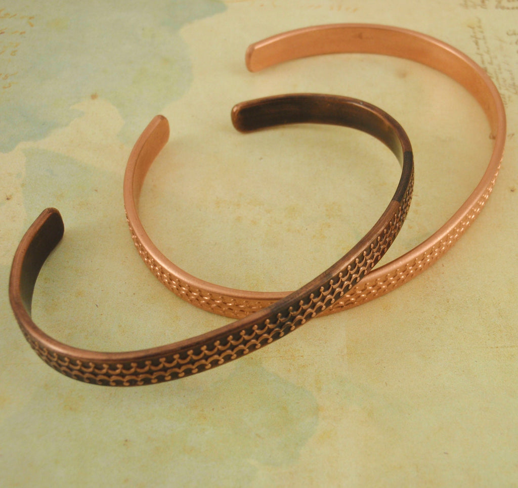 Copper Pattern Wire - Solid, Raw Bracelet and Ring Stock - 1 Foot - 14 gauge -  100% Guarantee
