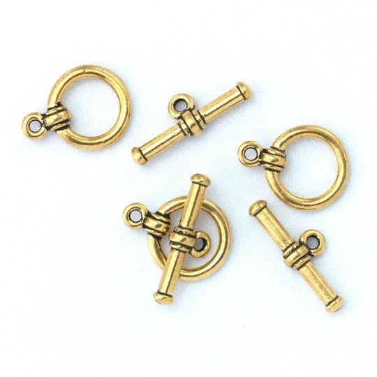 1 Simple Ball End Toggle Clasp - 12mm in Antique Copper, Antique Gold, Antique Silver or Gunmetal