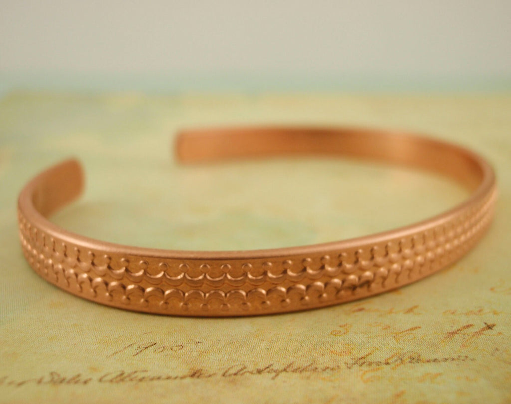 Copper Pattern Wire - 1 Foot of Solid, Raw Bracelet and Ring Stock - 5.59mm X 1.6mm  100% Guarantee