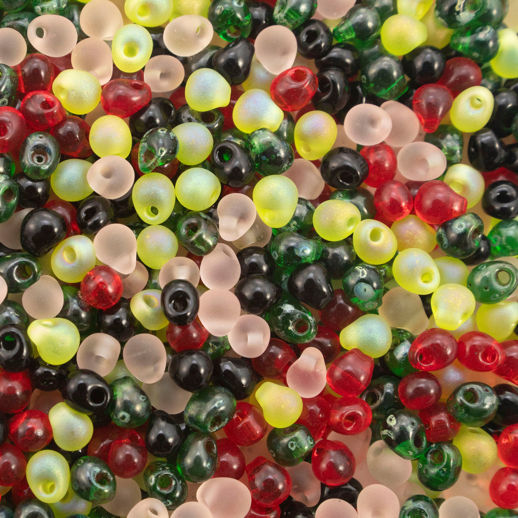 Watermelon Crush Mix Fringe Glass Beads - 3.4mm Miyuki Tear Drops - 100% Guarantee