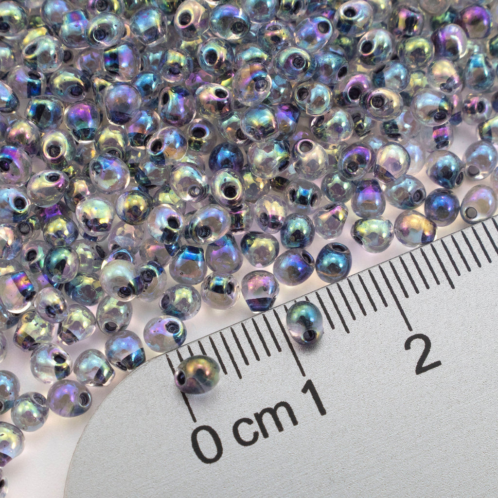 Noir Lined Crystal AB Fringe Glass Beads - 3.4mm Miyuki Tear Drops - 100% Guarantee