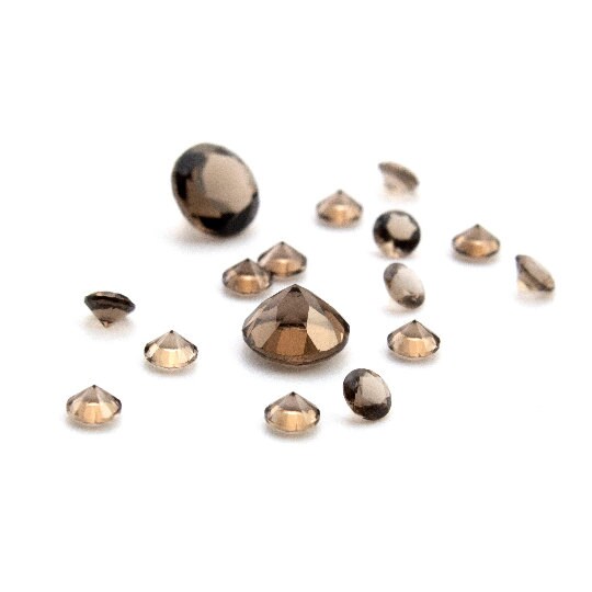 Smoky Quartz Grade AA Natural Loose Round Faceted Stones in 1.5mm, 2mm, 2.5mm, 3mm, 4mm, 5mm, 6mm, 8mm