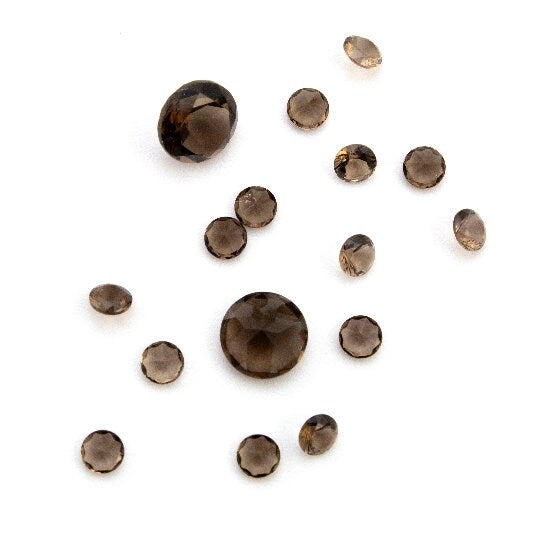 Smoky Quartz Grade AA Natural Loose Round Faceted Stones in 1.5mm, 2mm, 2.5mm, 3mm, 4mm, 5mm, 6mm, 8mm